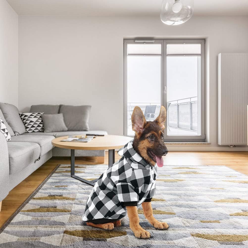 KOOLTAIL plaid dog hoodie fleece interior delivers soft comfort on cold days.