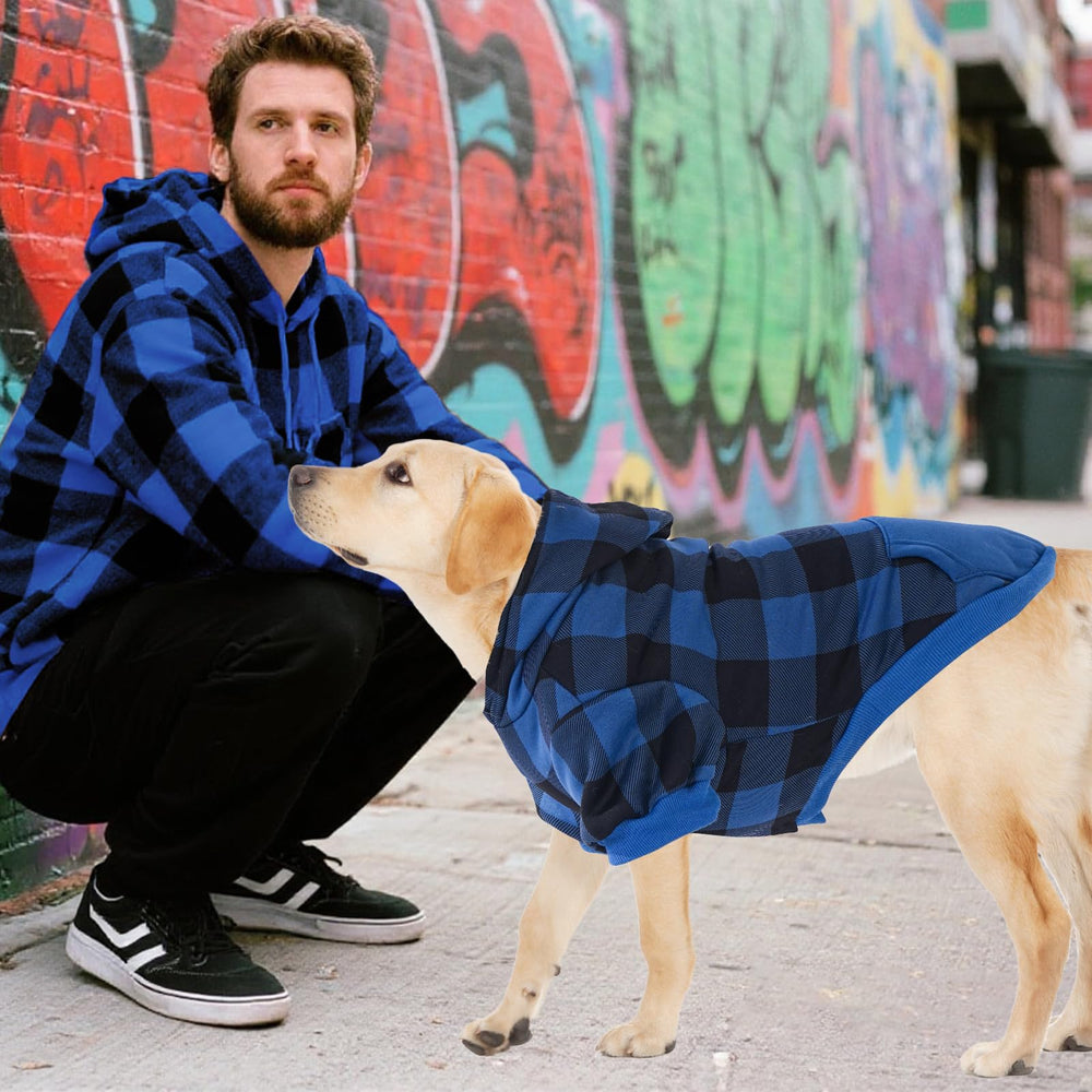 KOOLTAIL plaid dog hoodie on winter style for festive occasions.