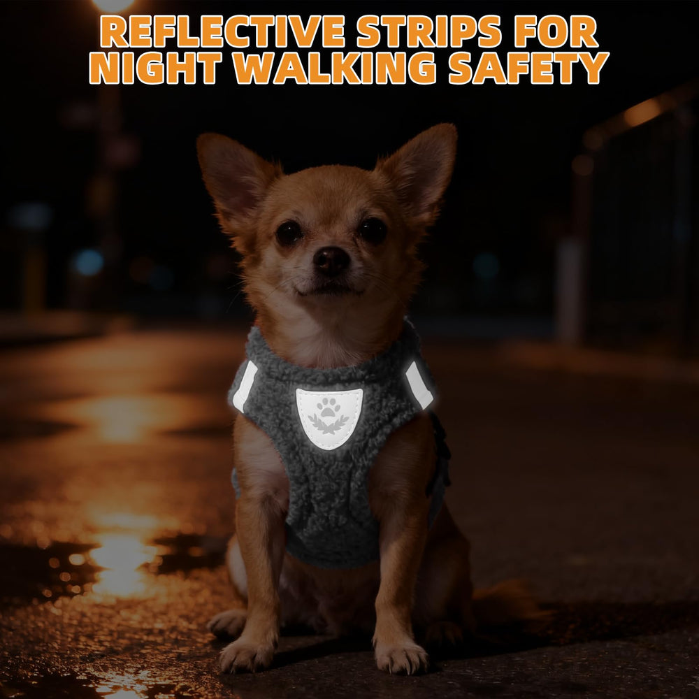 KOOLTAIL plush-small-dog-harness-dual-d-rings highlight secure leash attachment for stability