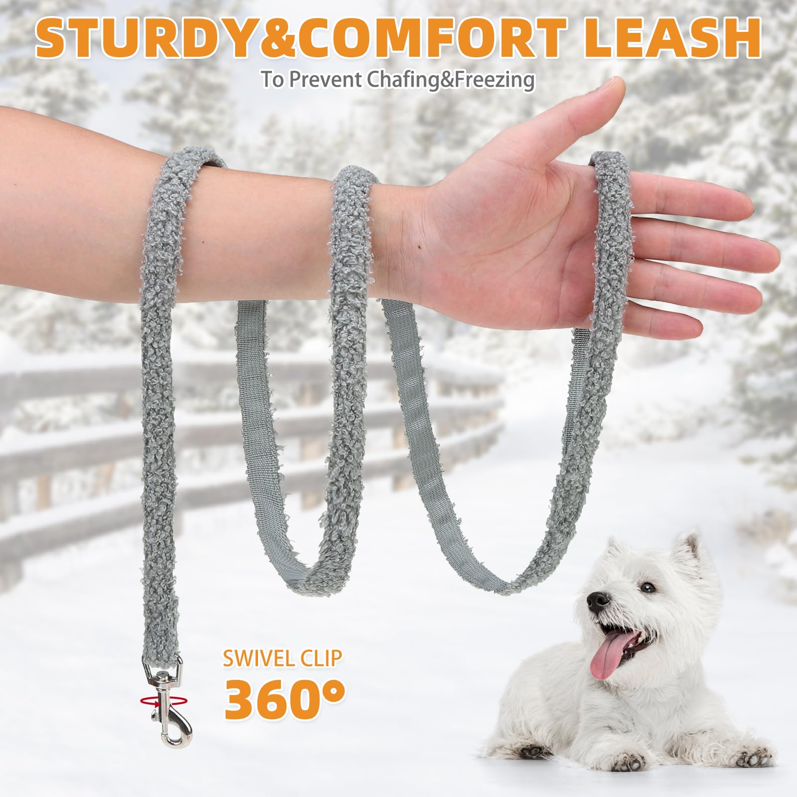 KOOLTAIL plush-small-dog-winter-walk-scene illustrates warmth and style during chilly park outings