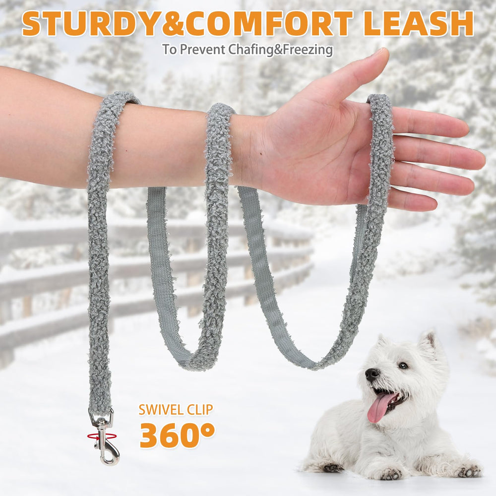 KOOLTAIL plush-small-dog-winter-walk-scene illustrates warmth and style during chilly park outings