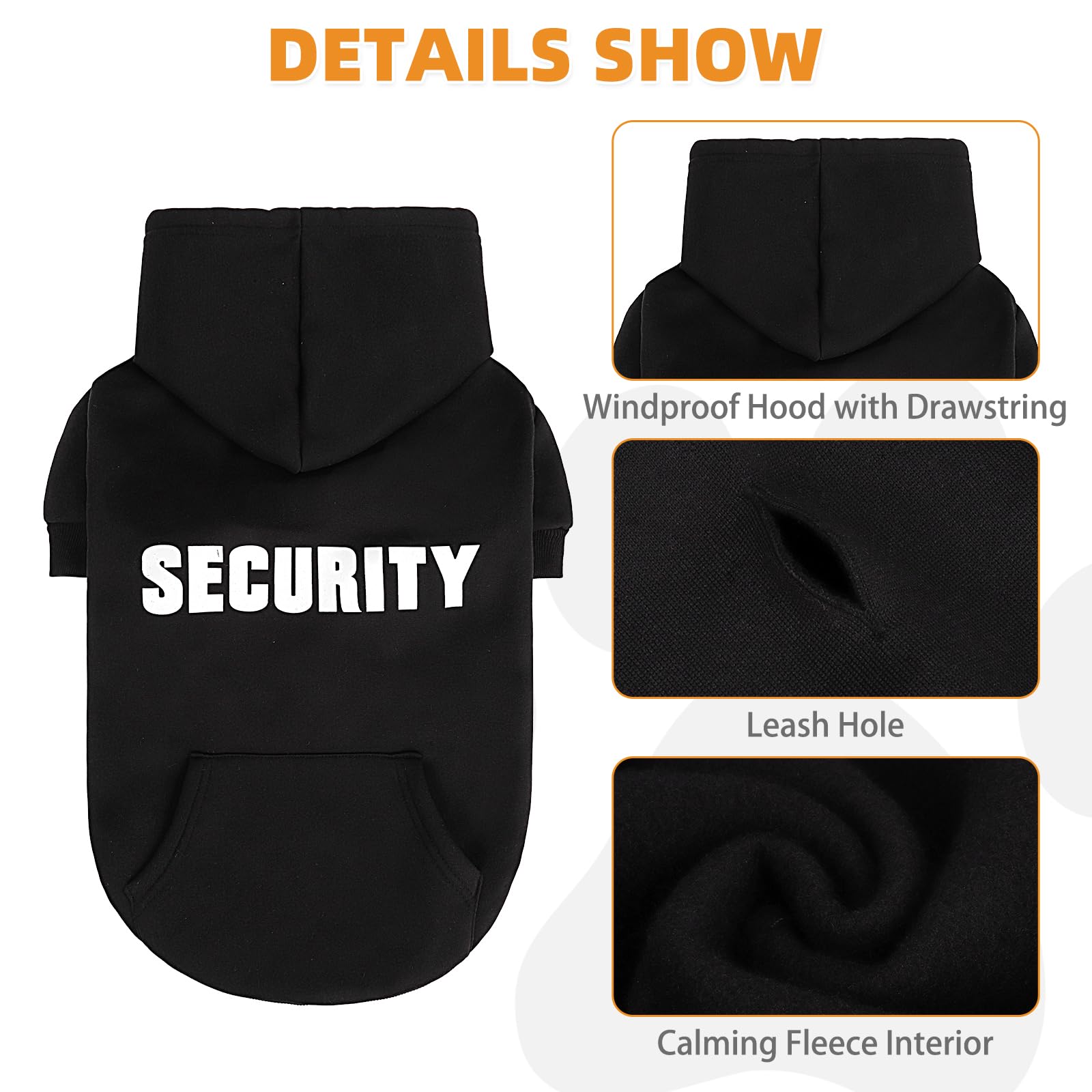 KOOLTAIL Security Dog Hoodie back view, leash hole enables easy walks.