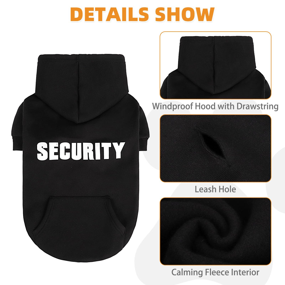 KOOLTAIL Security Dog Hoodie back view, leash hole enables easy walks.