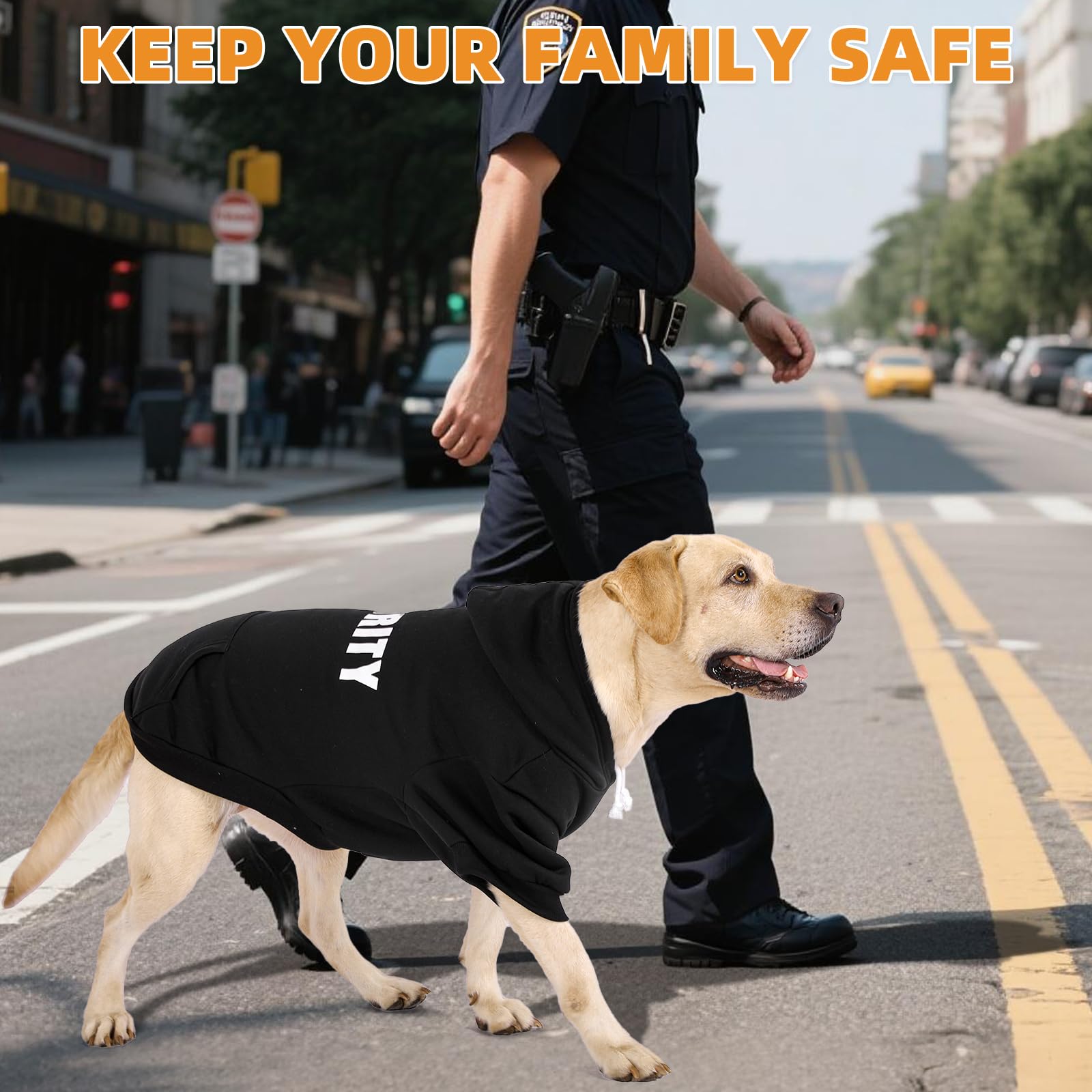 KOOLTAIL Security Dog Hoodie on dog during park walks, patrol-ready style.