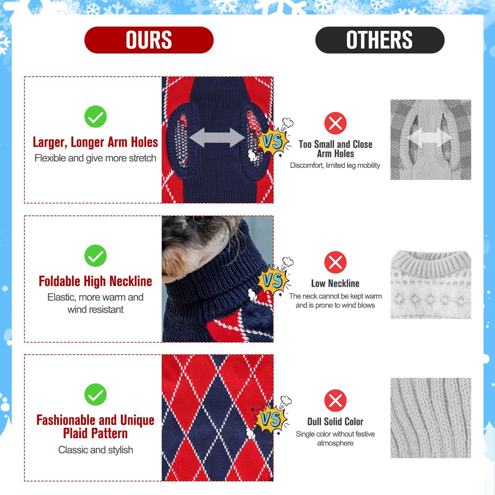 KOOLTAIL Small Dog Sweater color options display festive and everyday styling