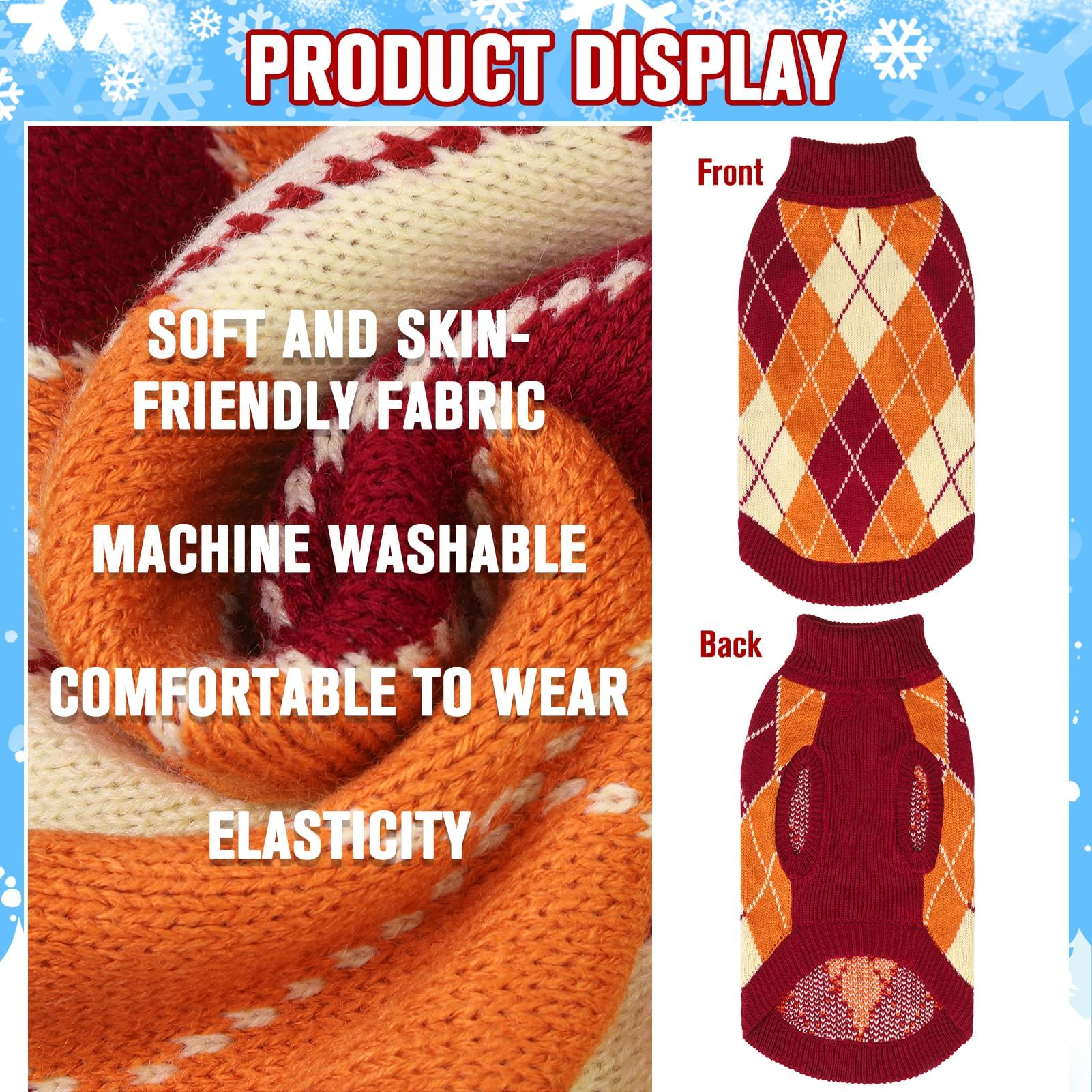KOOLTAIL Small Dog Sweater orange color on model demonstrates festive fall styling.
