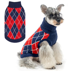 KOOLTAIL Small Dog Sweater plaid pullover showing cozy winter warmth