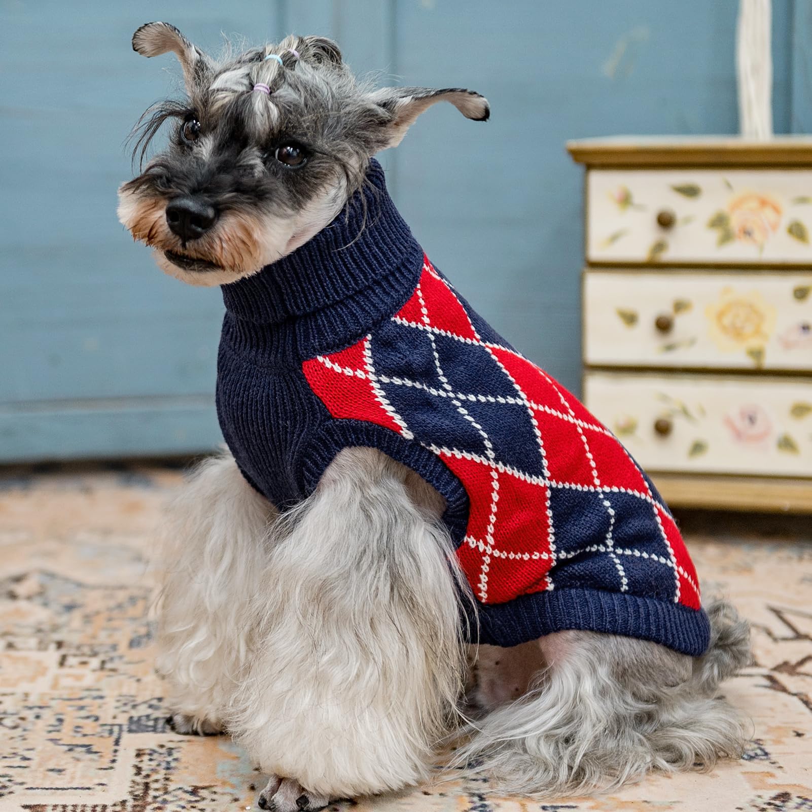 KOOLTAIL Small Dog Sweater size chart image helps select proper fit