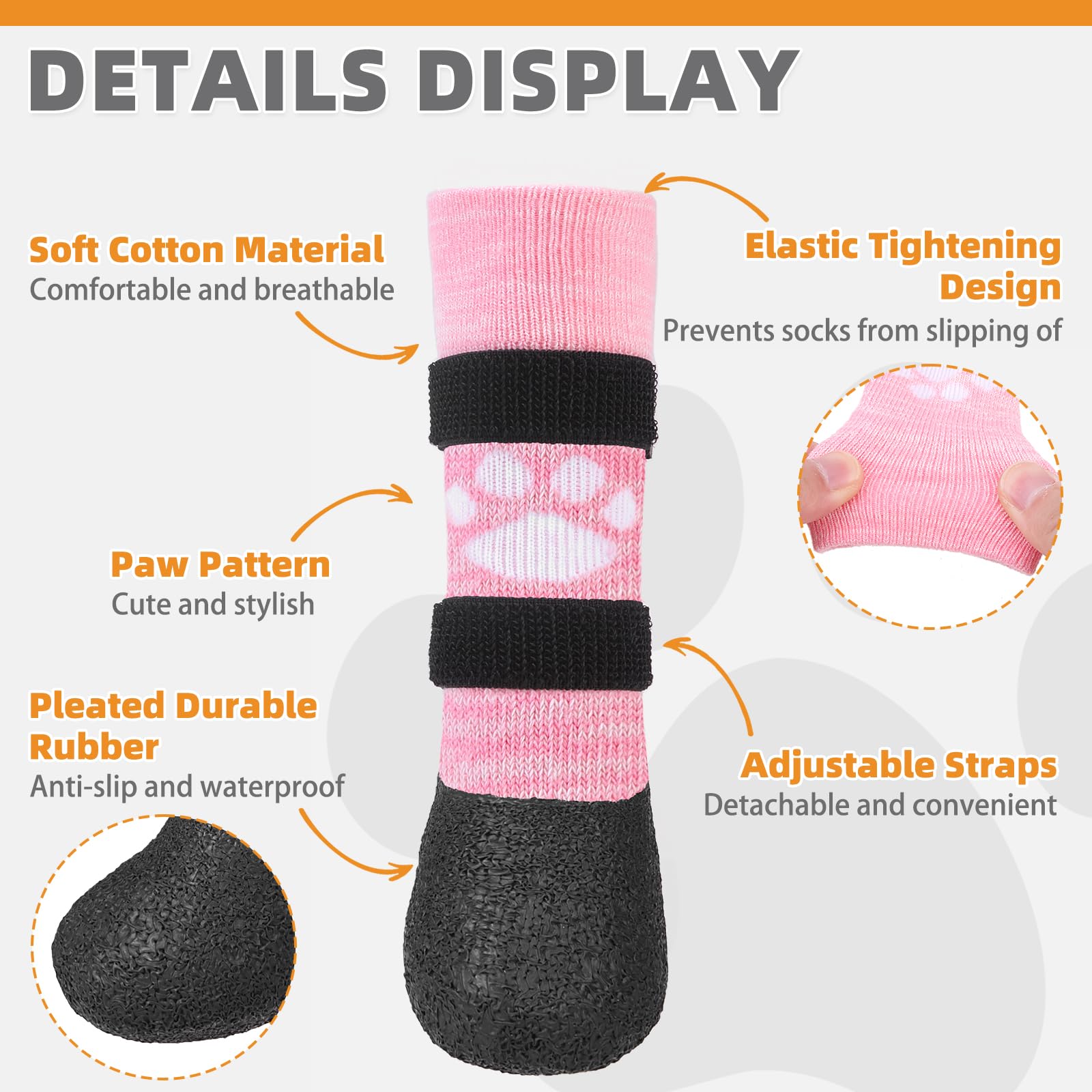 KOOLTAIL soft cotton upper dog socks for breathable comfort
