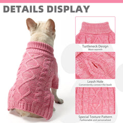KOOLTAIL suéter para perros Valentine rosa con cuello alto, más calor en días fríos.