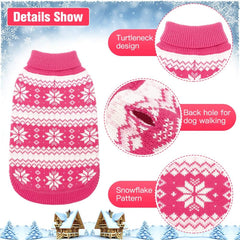KOOLTAIL suéter para perros, patrón copos de nieve, rosa