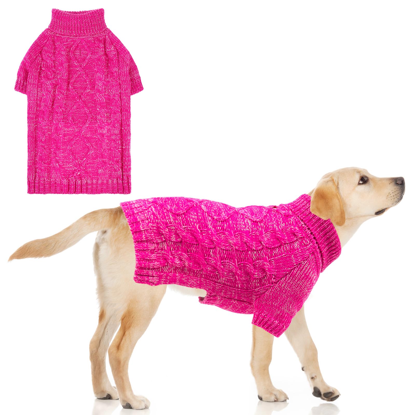 KOOLTAIL thermal knitted dog sweater rose-xl front view for warmth and style