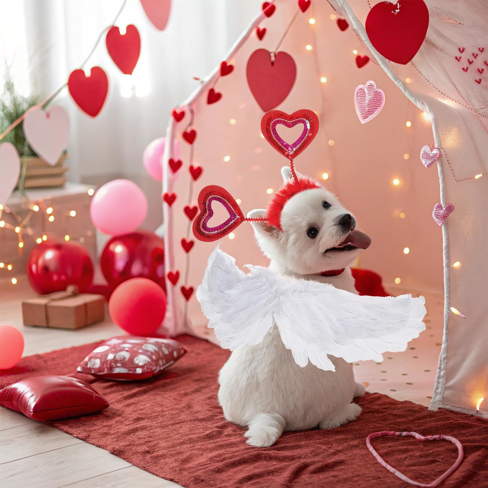 KOOLTAIL Valentines Wing and Headband set boosts memorable pet photo opportunities.