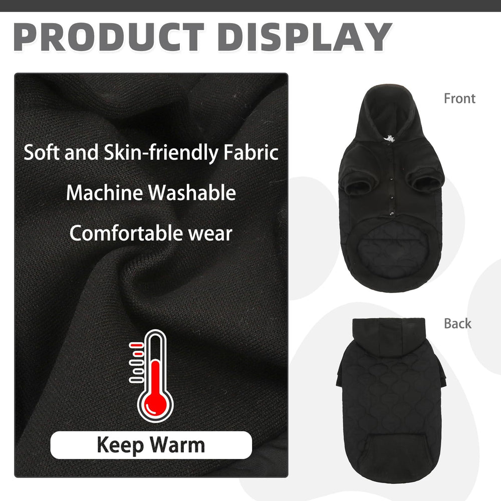 KOOLTAIL warm dog winter coat hood with drawstring protects against cold winds.