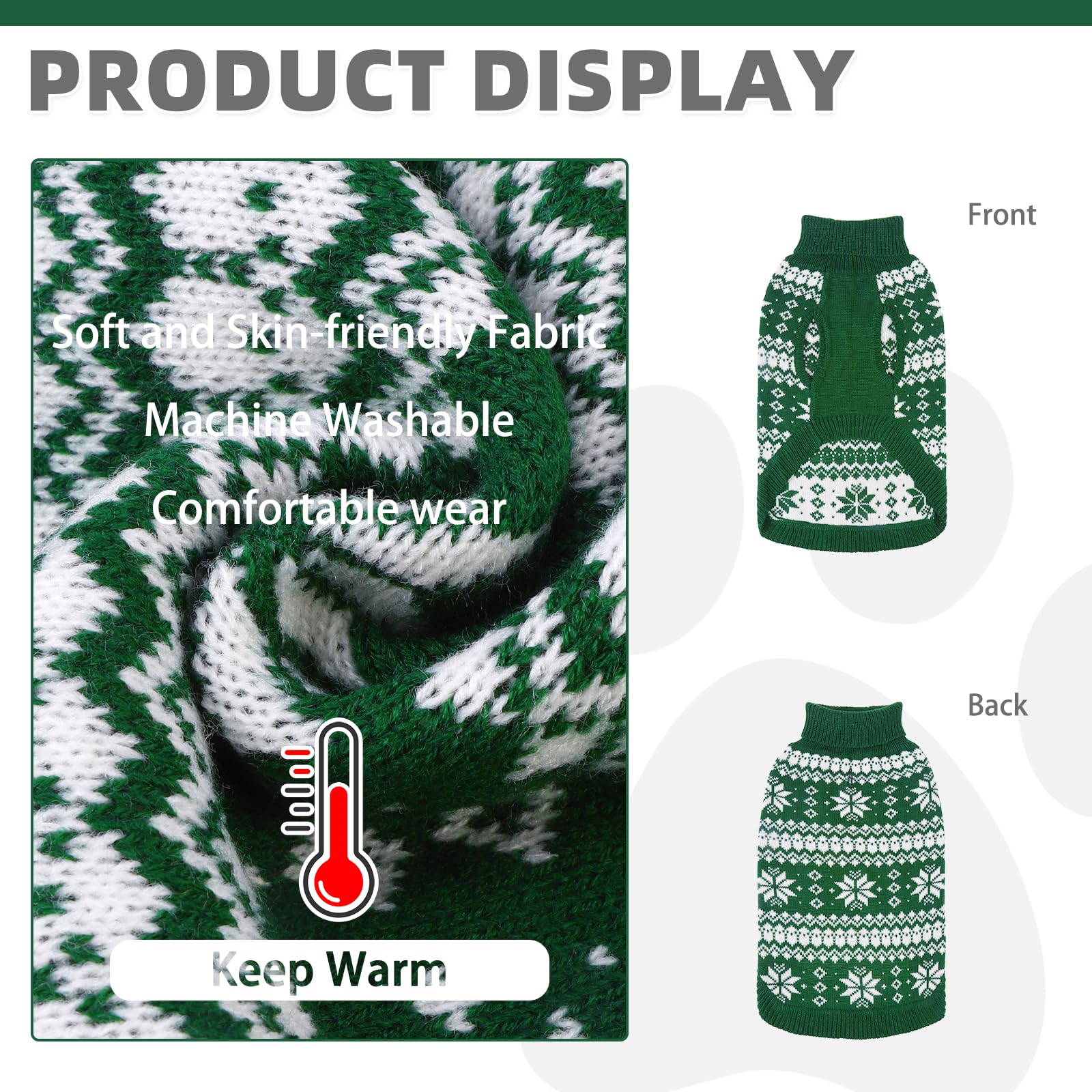 KOOLTAIL warmth closeup dog sweater green highlights plush acrylic for indoor-outdoor comfort.