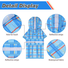 KOOLTAIL dog raincoat back view shows leash hole for easy rainy walks