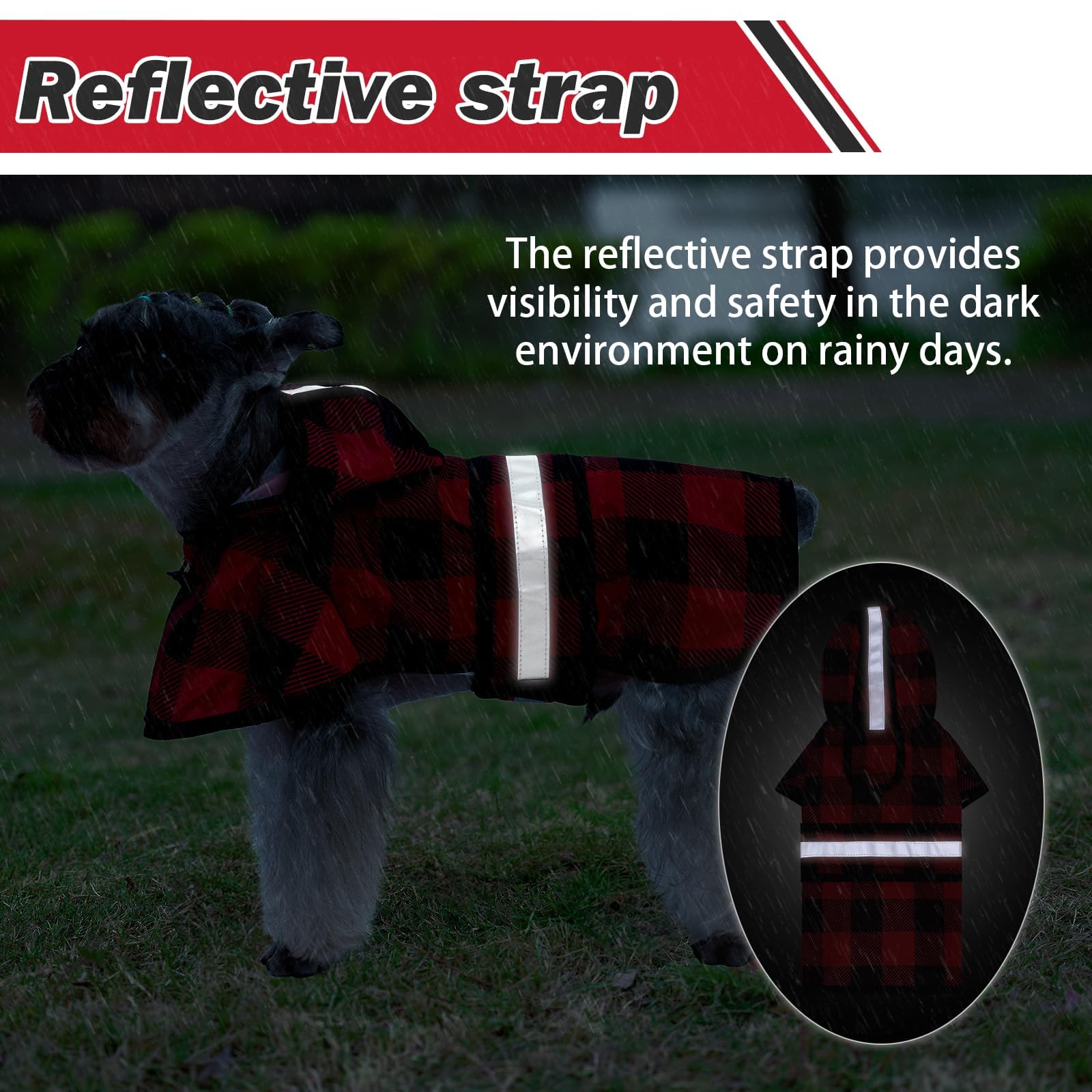 KOOLTAIL waterproof dog rainwear hood provides full coverage against rain and snow