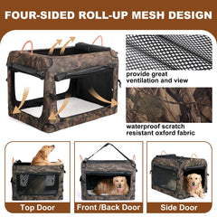 KOOPRO camouflage soft crate with breathable mesh keeps pets comfy