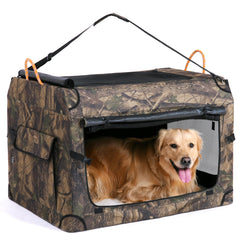 KOOPRO collapsible dog crate setup shows easy transport and quick deployment for trips