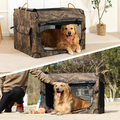 KOOPRO collapsible dog crate ventilated mesh windows promote airflow during travel.