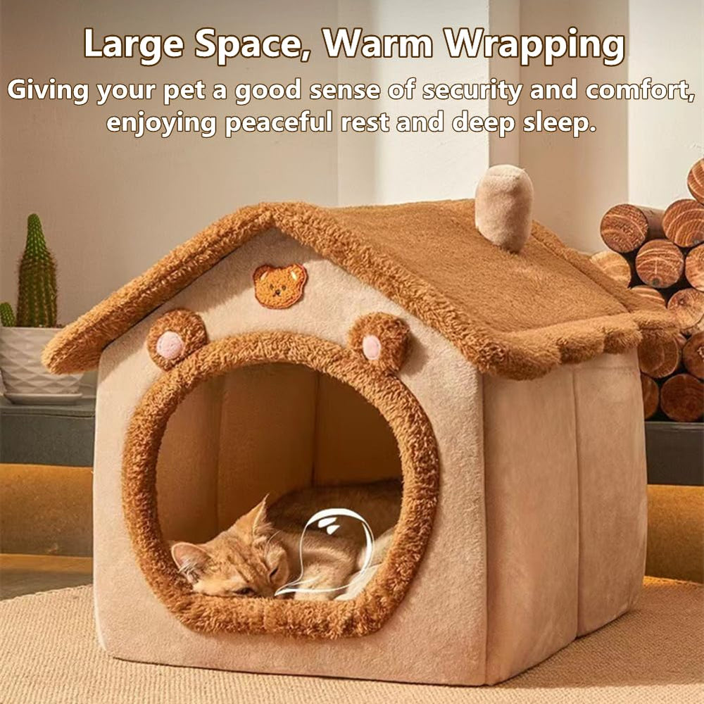 KooTeedd cat bed with cute bear ears adding decor and coziness.