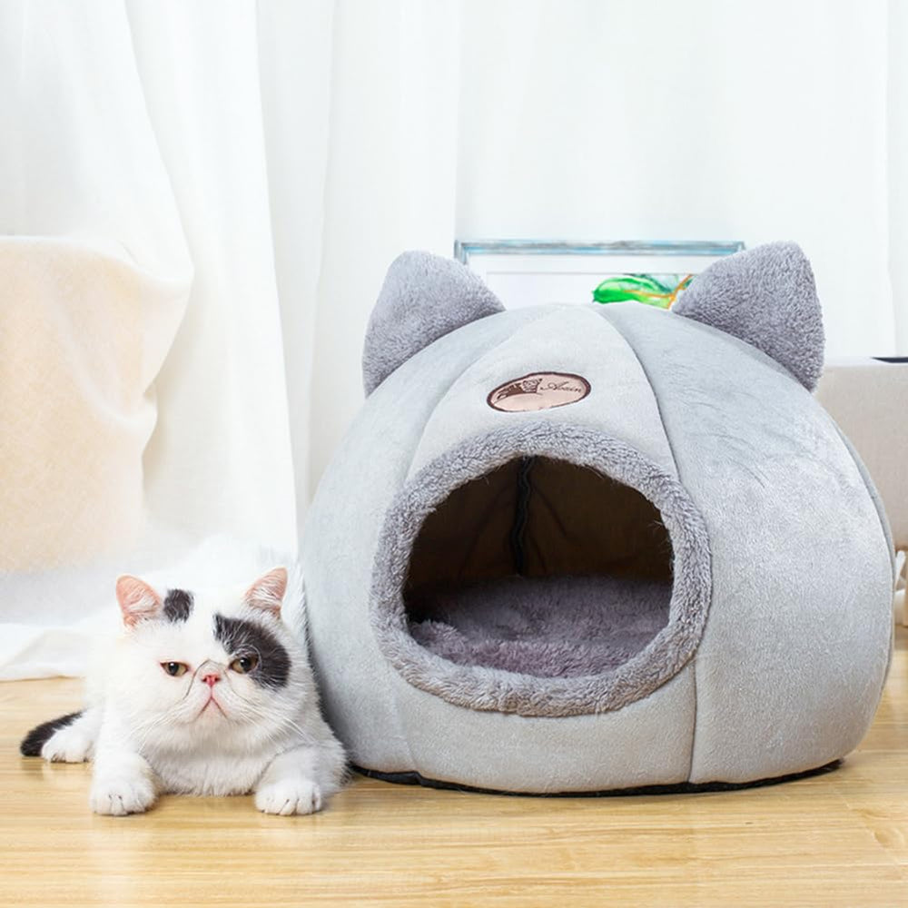 KooTeedd cat-bed pink cave privacy offers a private retreat for kittens.