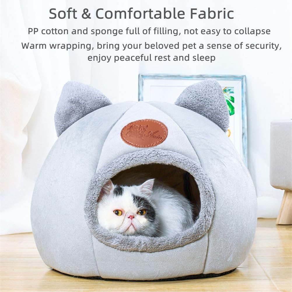 KooTeedd Cat Bed removable cushion pillow demonstrating easy-clean functionality