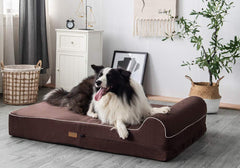 KOPEKS memory foam dog bed side view emphasizes sturdy 7 inch core for lasting comfort.