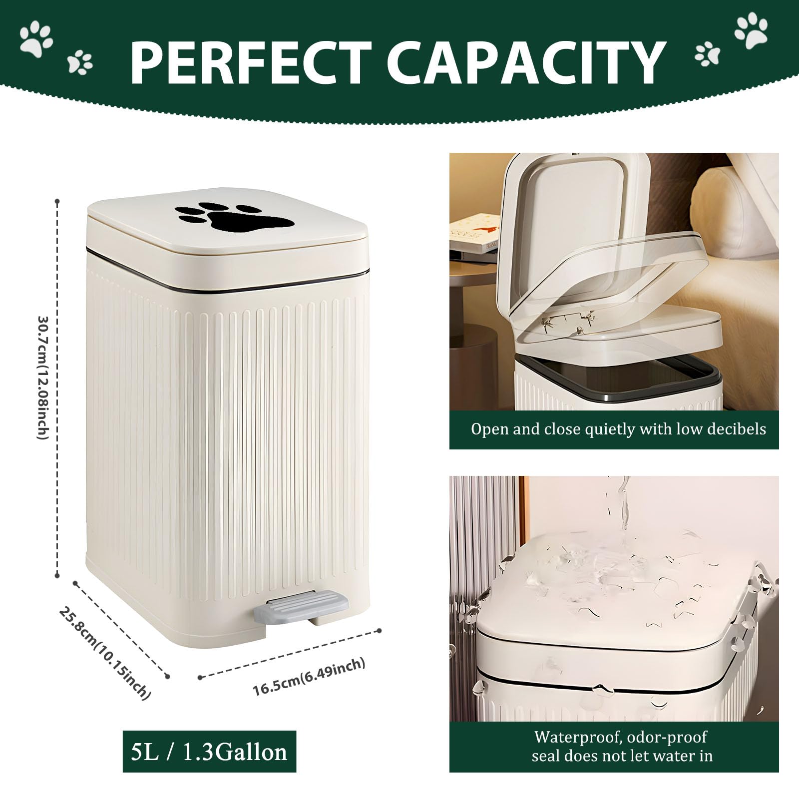 Kopuncare 5L pedal trash can with lid enables hands-free waste disposal.