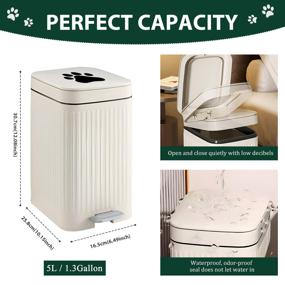 Kopuncare 5L pedal trash can with lid enables hands-free waste disposal.