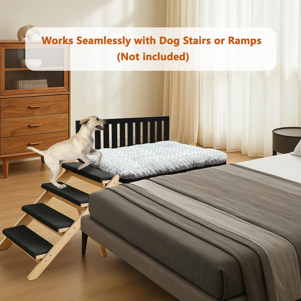 Koretech Beside Dog Bed assembly view depicts tool-free setup and sturdy construction