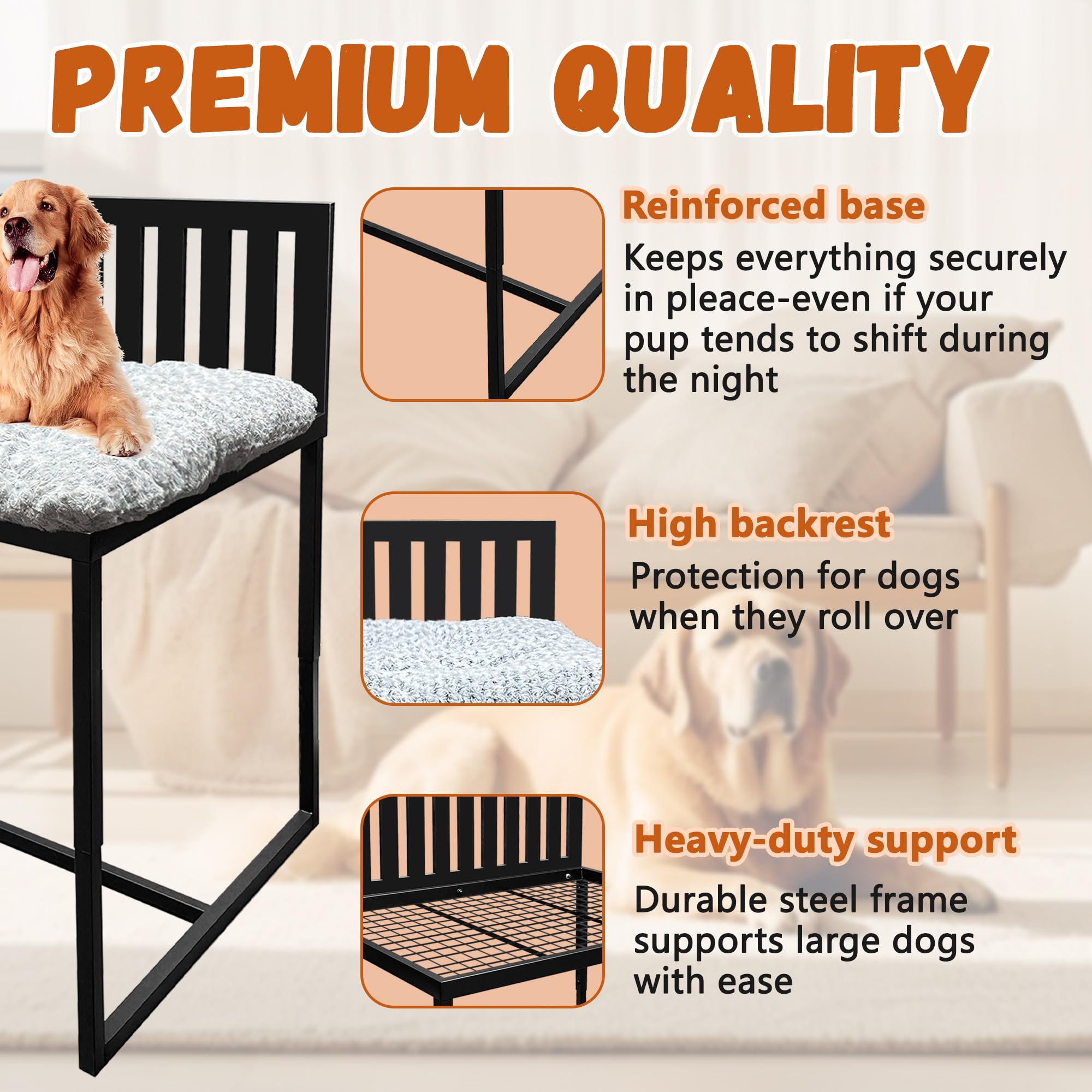 Koretech Beside Dog Bed height-adjustment image shows flexible alignment for most beds
