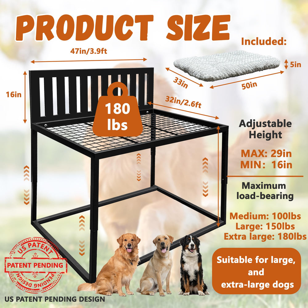 koretech elevated dog bed backrest provides gentle enclosure for naps
