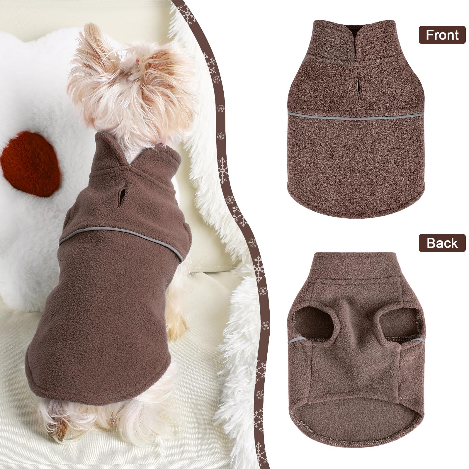 Kosiyi chaleco cálido de polar para perros pequeños; ideal para salidas de invierno.