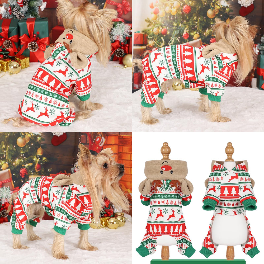 Kosiyi Christmas dog pajamas dog wearing on walk for festive style