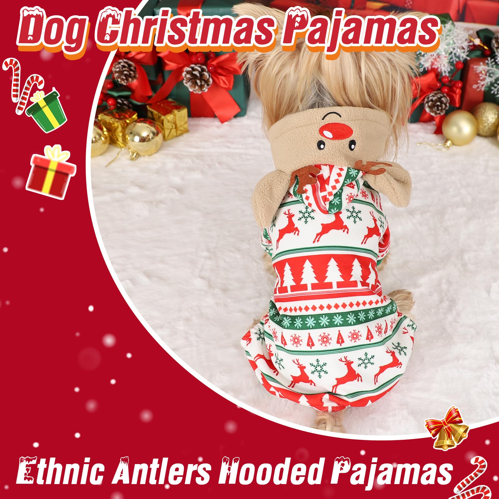 Kosiyi Christmas dog pajamas green color suits festive season photos