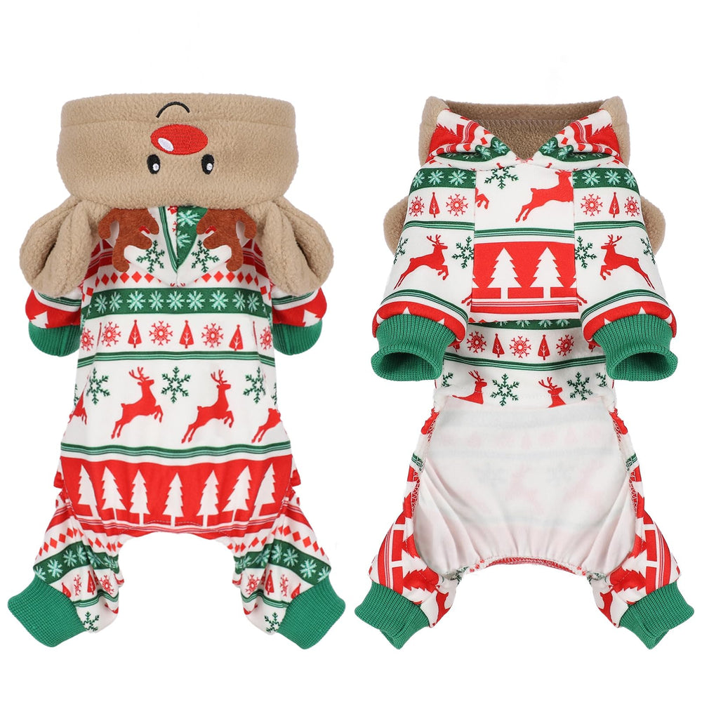 Kosiyi Christmas dog pajamas show hooded pullover for cozy warmth during chilly walks