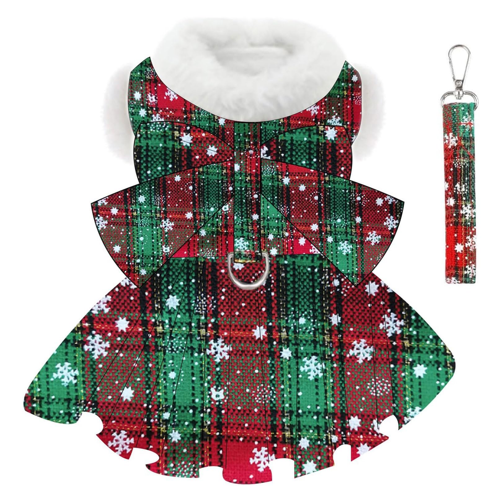Kosiyi dog christmas sweater dress back view shows festive fit for small breeds.