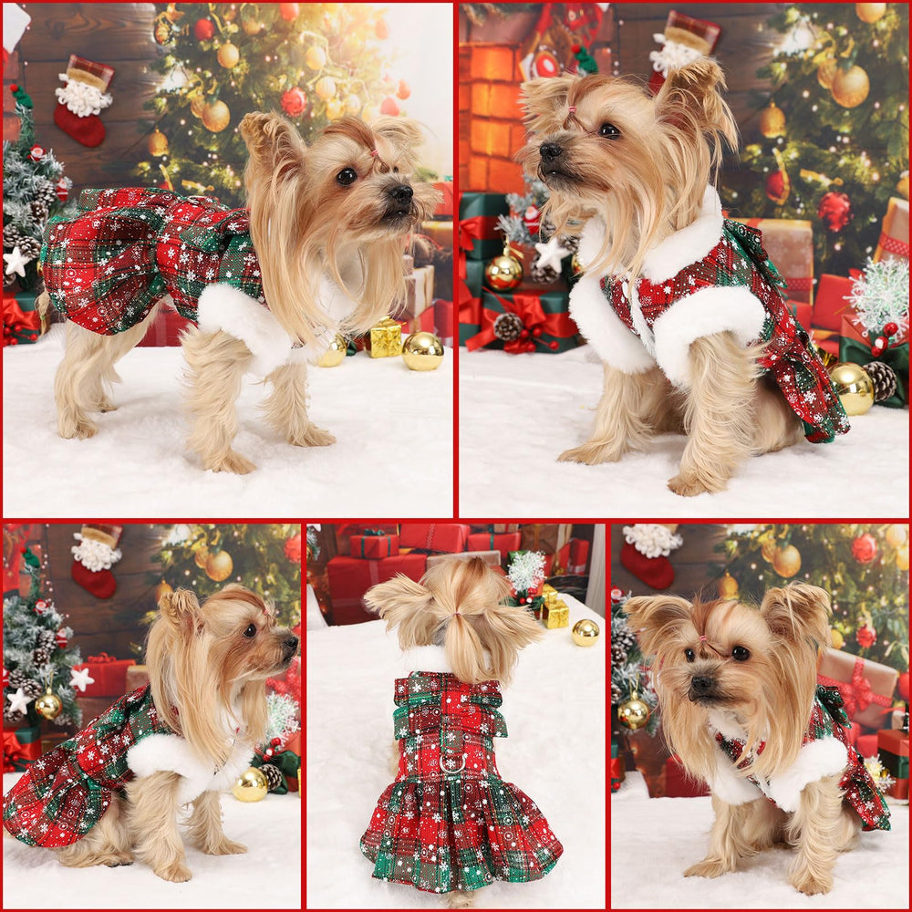 Kosiyi dog christmas sweater dress bowknot detail adds princess-style charm.