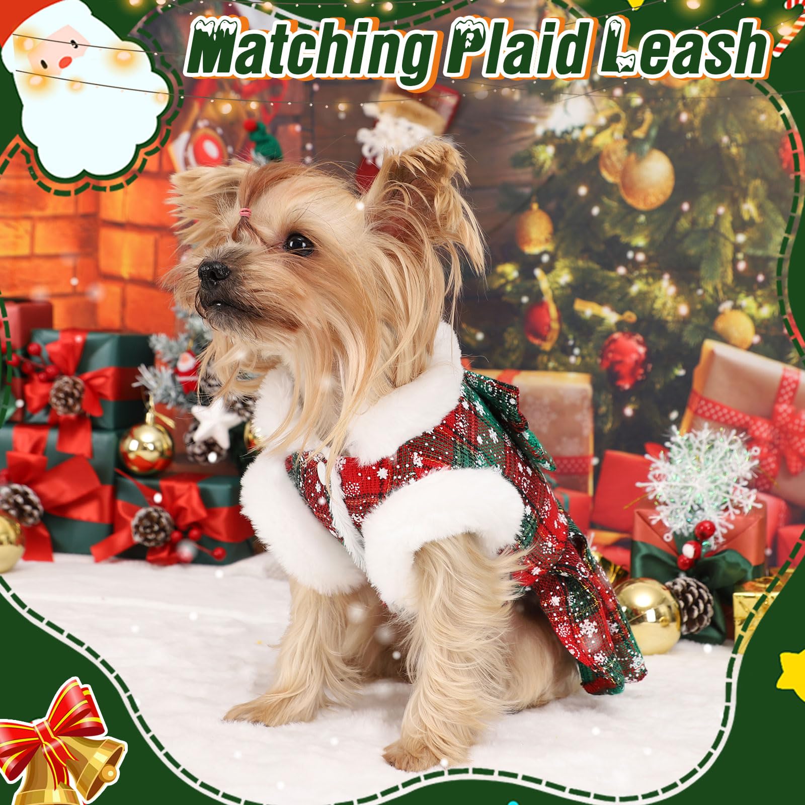 Kosiyi dog christmas sweater dress small dog on sofa demonstrates cozy winter outfit.