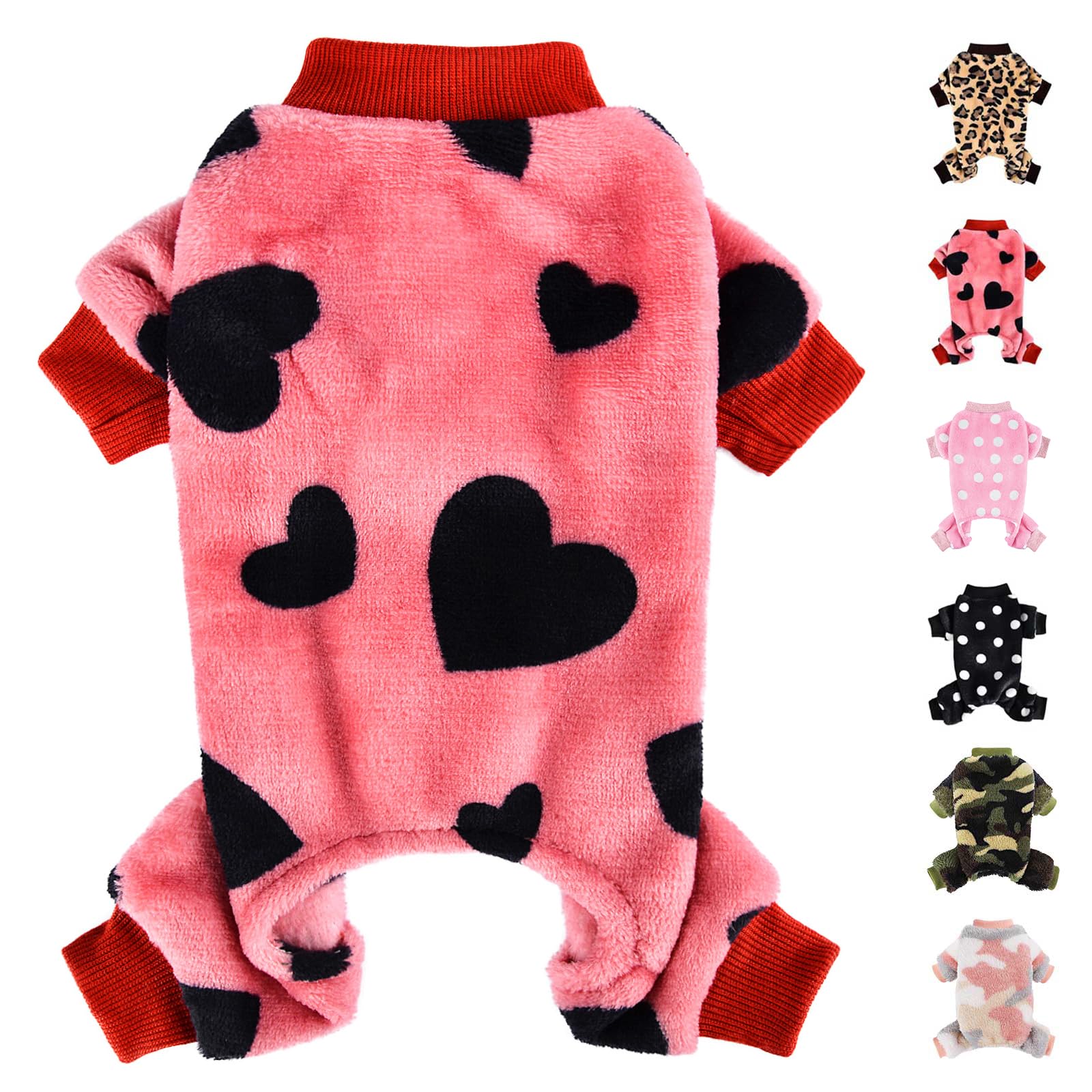 Kosiyi dog pajamas back view in flannel fleece keeps small dogs warm during winter walks