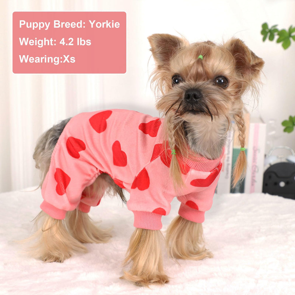 Kosiyi dog pajamas being worn by a puppy for snug comfort during lounging