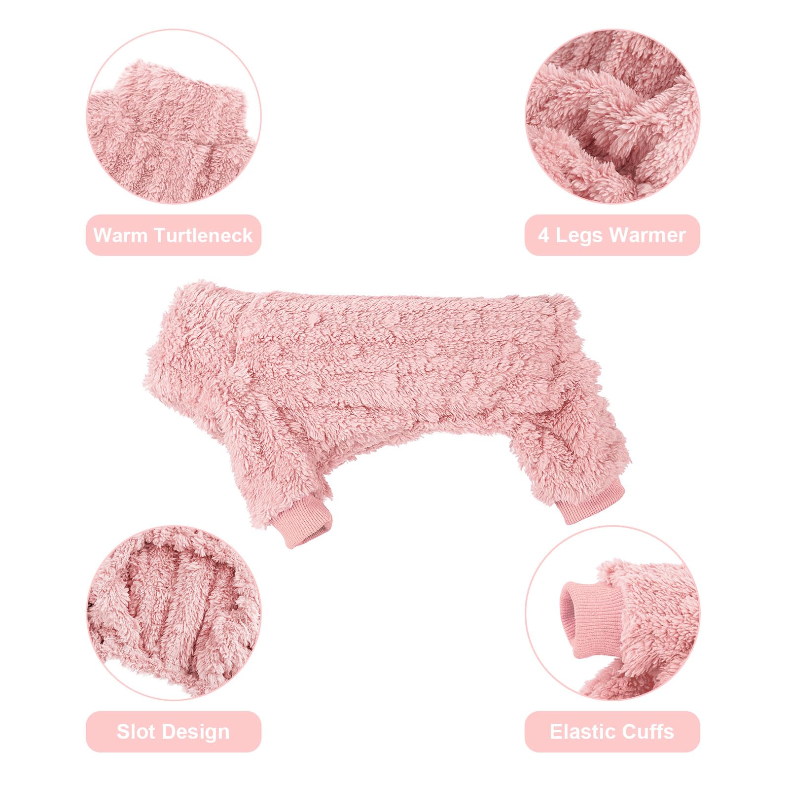 Kosiyi dog pajamas XXS light pink flannel fabric texture feels soft