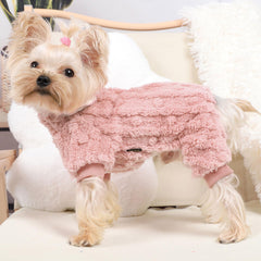 Kosiyi dog pajamas XXS light pink side view shows snug fit
