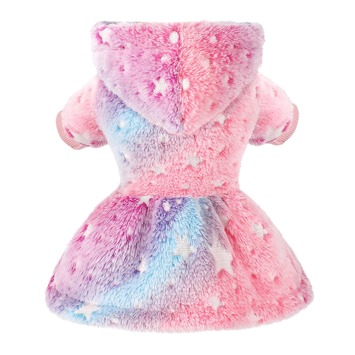 Kosiyi dog sweater glow-in-the-dark rainbow stars for small dogs, boosts visibility and cute photos.