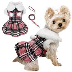 Kosiyi dog sweater plaid D-ring detail; ready for leash attachment.