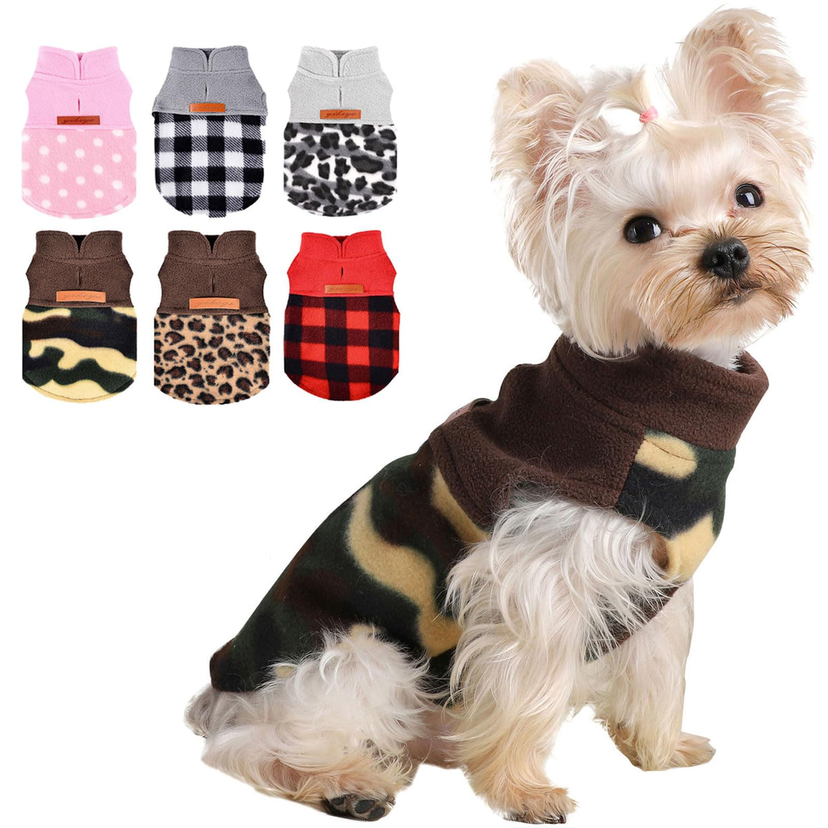 Kosiyi dog sweater plaid front view keeps small dogs warm on chilly walks.