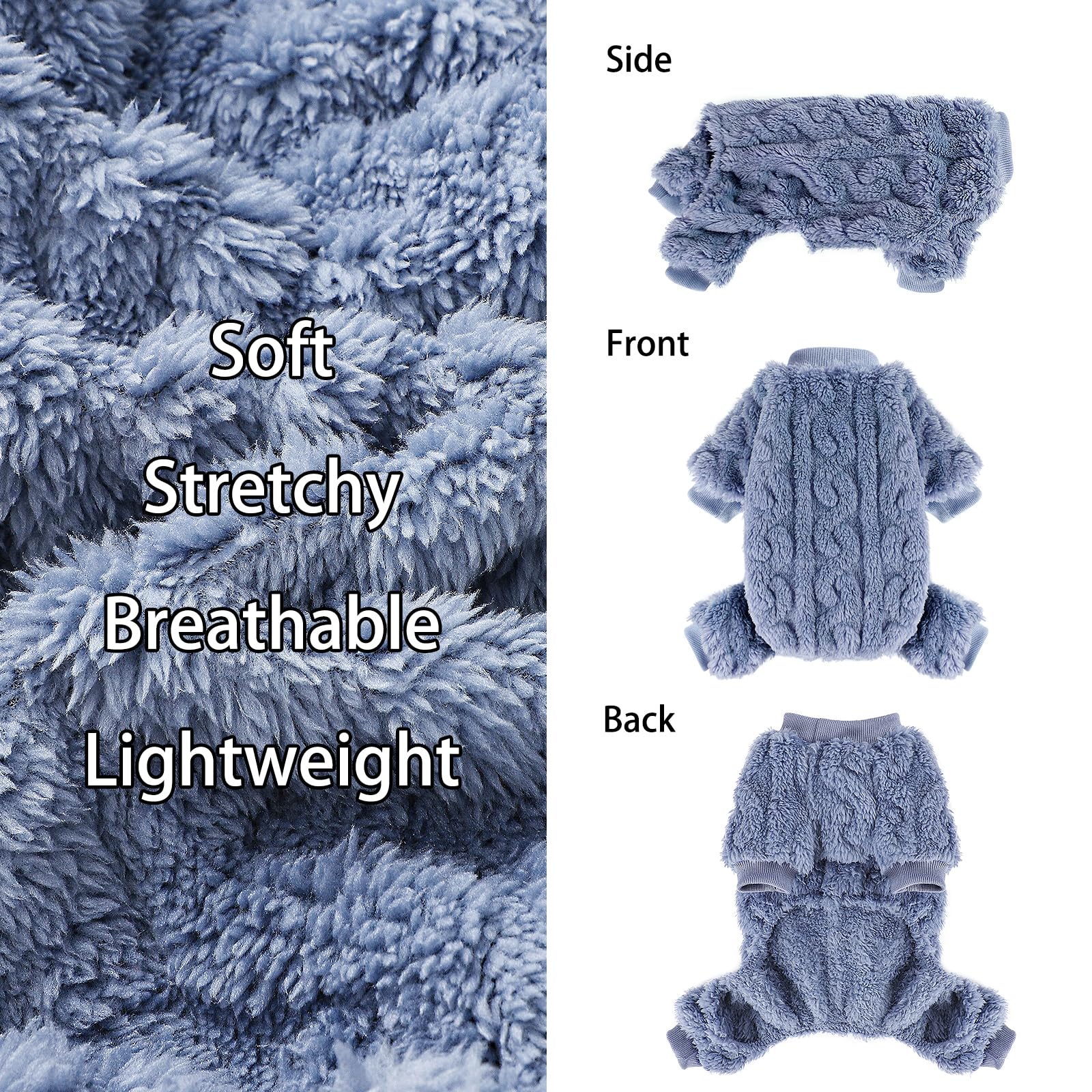 Kosiyi dog sweater pullover design makes on-off easy for sleepy mornings.