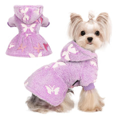 Kosiyi dog sweater purple butterfly front view for cozy warmth during walks