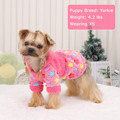 Kosiyi dog sweater rose pink hood detail provides extra neck warmth.